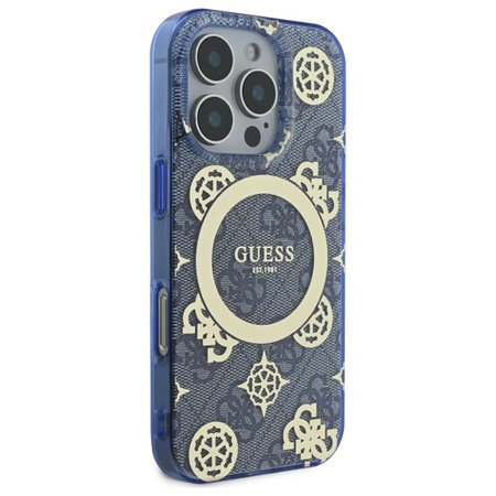 GUESS ETUI CASE HARDCASE DO IPHONE 16 PRO DO MAGSAFE PEONY ON 4G BACKGROUND