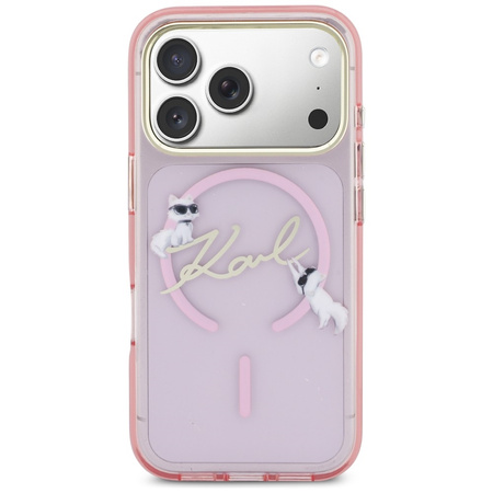 Etui Karl Lagerfeld IML Choupettes Karl Script Logo MagSafe do iPhone 17 Pro różowy