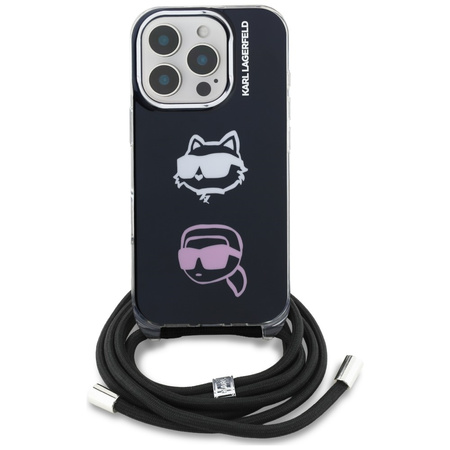 Etui Karl Lagerfeld IML Crossbody Karl&Choupette Head do iPhone 16 Pro Max czarny