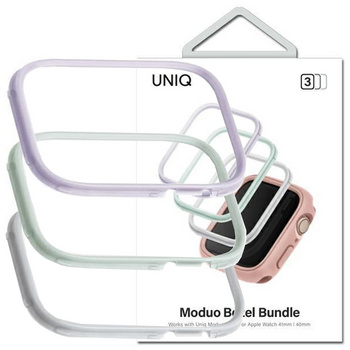 UNIQ ramki do Moduo 3in1 Apple Watch Series 4/5/6/7/8/SE 40/41mm Szałwiowy-Lillak-Biały/Sage-Lilac-White