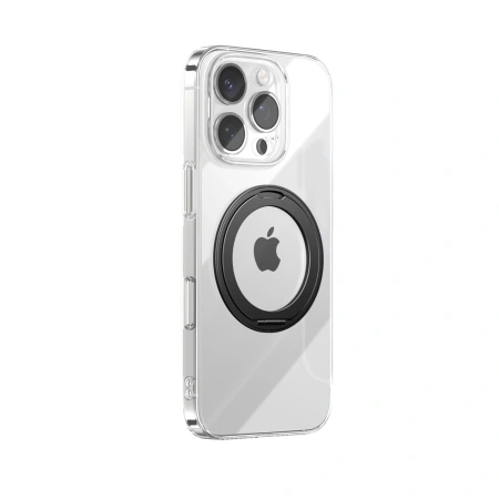 Etui Joyroom JR-16JL6 na iPhone 16 Pro Max ultracienkie kompatybilne z MagSafe z ringiem-podstawką 360° - czarne