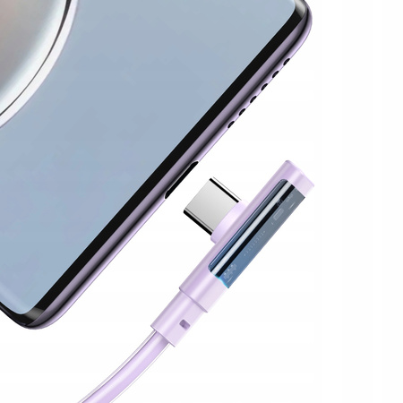 MCDODO KABEL USB-C KĄTOWY SZYBKIE ŁADOWANIE USB TYP C 6A 100W FIOLETOWY 2M