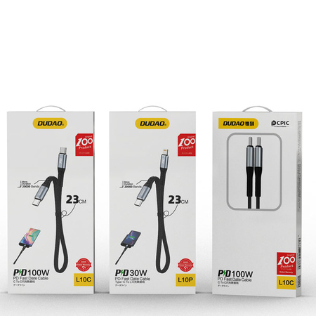 Dudao L10C kabel USB Typ C - USB Typ C PD100W 0.23m czarny (L10C)