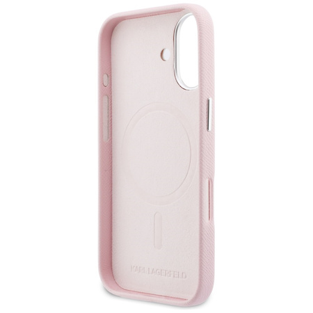 Etui Karl Lagerfeld Karl & Choupette     Head Pins Saffiano MagSafe do iPhone 17 różowy