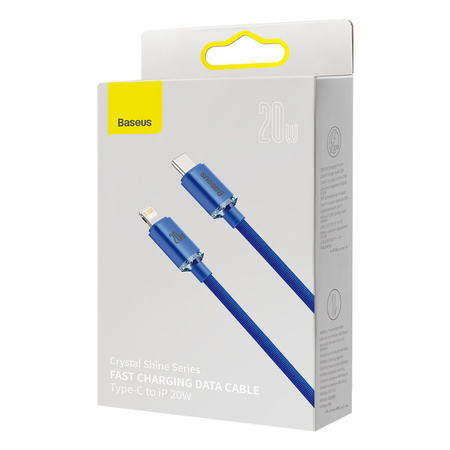 Baseus Crystal Shine Series kabel przewód USB do szybkiego ładowania i transferu danych USB Typ C - Lightning 20W 1,2m niebieska (CAJY000203)