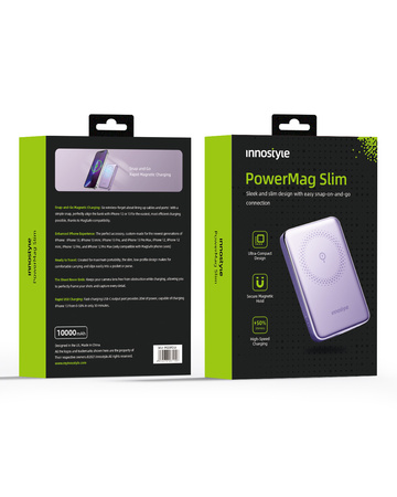 INNOSTYLE POWERMAG SLIM SZYBKI POWERBANK INDUKCYJNY DO MAGSAFE 10000MAH FIOLETOWY