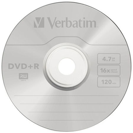 Płyta DVD+R Verbatim 4.7GB 16X 100szt    srebrny 43551