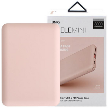 UNIQ Powerbank Fuele mini 8000mAh USB-C 18W PD Fast charge różowy/pink