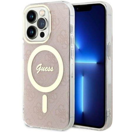 Etui Guess GUHMP14LH4STP na iPhone 14 Pro - różowe 4G MagSafe