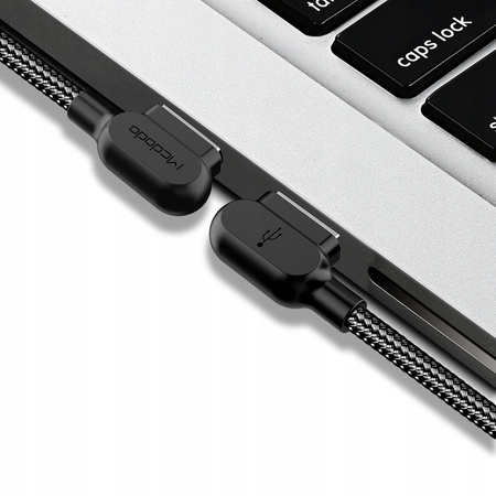 McDodo Kabel do telefonu Szybkie ³adowanie K¹towy 90° LED do iPhone 1,2m niebieski