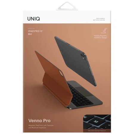 Etuiz klawiaturą UNIQ Venno Pro Magnetic Smart do iPad 11" 2025 / iPad Air 11" 2024 / 2025 / iPad Pro 11" 2018 / 2020 / 2021 / 2022 / 2024 - brązowe