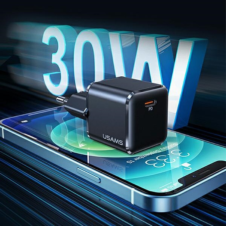 USAMS ŁADOWARKA 1XUSB-C T45 MINI DO TELEFONÓW APPLE 30W PD3.0 FAST CHARGING