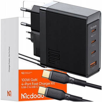 MCDODO SZYBKA ŁADOWARKA SIECIOWA GAN DO MACBOOK 4X USB-C USB 100W KABEL 2M