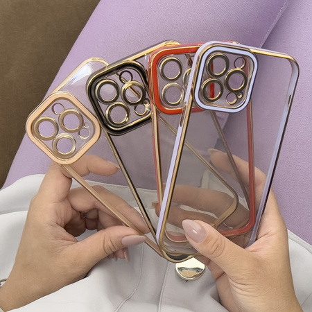 Fashion Case etui do iPhone 13 Pro żelowy pokrowiec ze złotą ramką czerwony