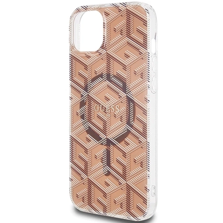Etui Guess IML GCube MagSafe na iPhone 15 Plus / 14 Plus - brązowe