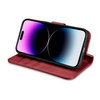 iCarer Wallet Case 2in1 etui iPhone 14 Pro skórzany pokrowiec z klapką Anti-RFID czerwony (WMI14220726-RD)