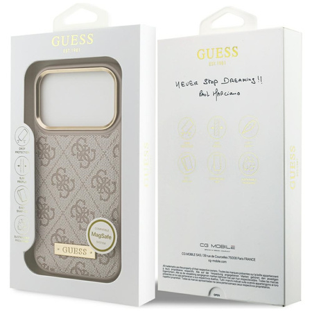 Etui Guess 4G Logo Plate MagSafe do iPhone 17 Pro różowy