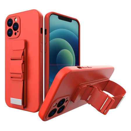 Rope case żelowe etui ze smyczą łańcuszkiem torebka smycz Xiaomi Redmi 9 czerwony