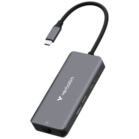 VERBATIM PRZEJŚCIÓWKA HUB 3xUSB-A HDMI 3.2 RJ45 DO LAPTOPA ALUMINIOWA 32157