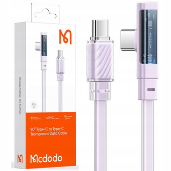 MCDODO KABEL USB-C KĄTOWY SZYBKIE ŁADOWANIE USB TYP C 3A 65W FIOLETOWY 1M