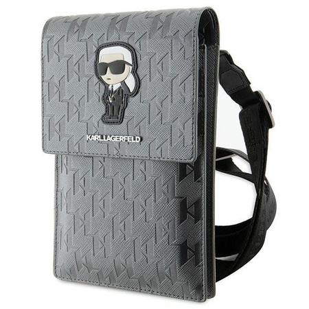 Etui Karl Lagerfeld Torebka KLWBSAKHPKG - srebrne Saffiano Monogram Ikonik