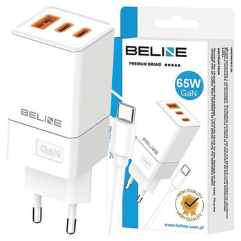 BELINE ŁADOWARKA 65W 2X USB-C PD 3.0 DO TELEFONÓW I TABLETÓW Z KABLEM USB-C