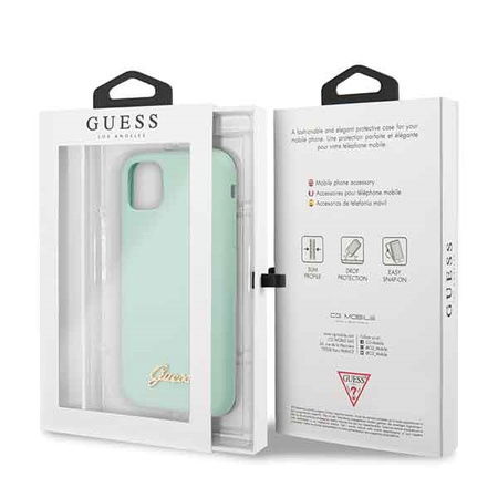 GUESS ETUI HARD CASE DO IPHONE 11 PROZIELONY SILIKONOWE LOGO VINTAGE GOLD