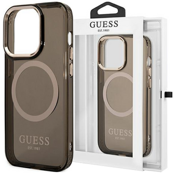 Guess GUHMP14MHTCMK iPhone 14 Plus 6,7" czarny/black hard case Gold Outline Translucent MagSafe