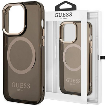 Guess GUHMP14SHTCMK iPhone 14 6,1" czarny/black hard case Gold Outline Translucent MagSafe