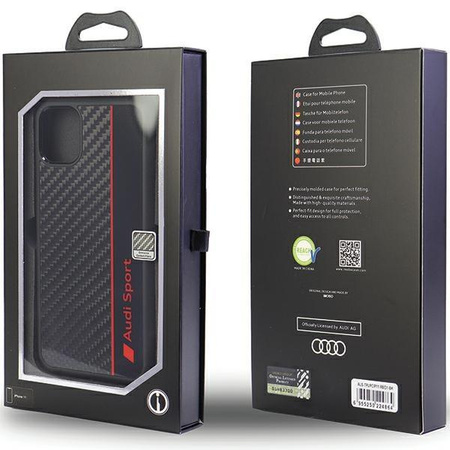 Etui Audi Carbon Fiber Stripe na iPhone 11 / Xr - czarne AUS-TPUPCIP11-R8/D1-BK