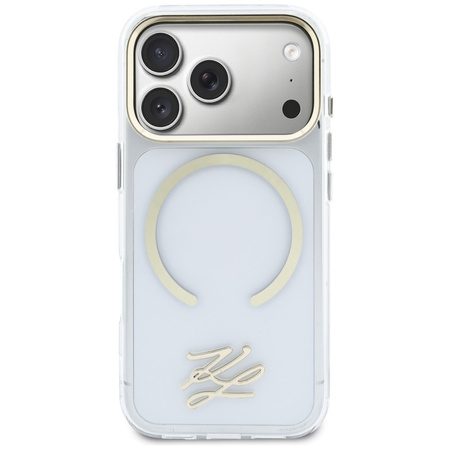 Etui Karl Lagerfeld IML KL Script Logo MagSafe do iPhone 17 Pro Max przezroczysty