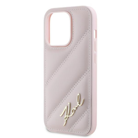 KARL LAGERFELD ETUI DO IPHONE 14 PRO MAX 6,7 DIAGONAL QUILTED SCRIPT RÓŻOWE