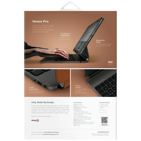 Etuiz klawiaturą UNIQ Venno Pro Magnetic Smart do iPad 11" 2025 / iPad Air 11" 2024 / 2025 / iPad Pro 11" 2018 / 2020 / 2021 / 2022 / 2024 - brązowe