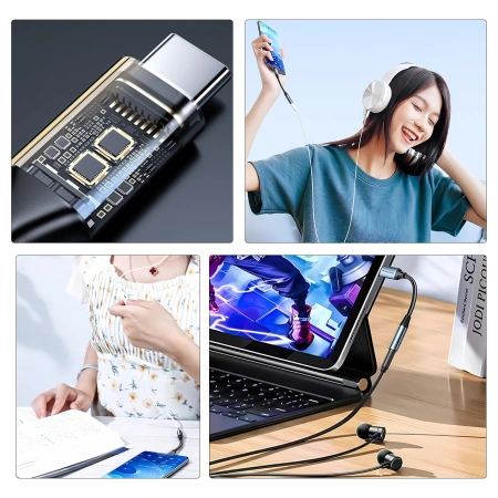 Adapter Wozinsky WACM-01 USB-C - mini jack 3,5mm - czarny