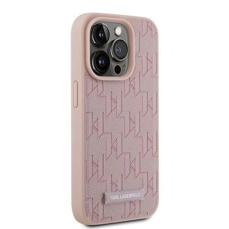 KARL LAGERFELD CASE DO IPHONE 15 PRO MAX 6.7 LEATHER MONOGRAM METAL LOGO