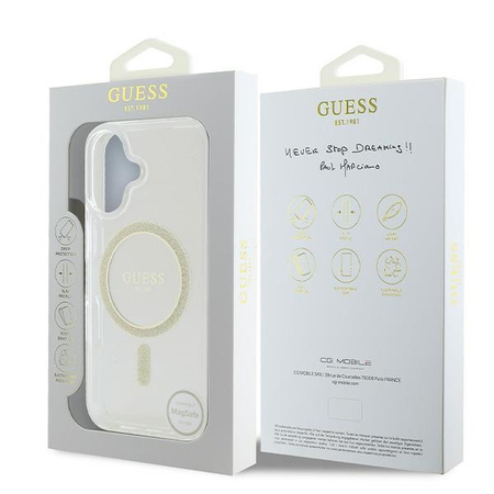 GUESS POKROWIEC HARDCASE IML GLITTER CIRCLE DO IPHONE 16 6.1 Z DO MAGSAFE