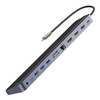 Baseus EliteJoy Gen2 uniwersalny HUB USB 12w1 z kablem USB-C 25cm podstawka pod notebook USB-A / USB-C / DP / HDMI / SD / TF / RJ45 / 3,5mm jack / PD 100W szary (WKSX030213)