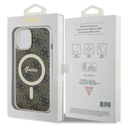 GUESS ETUI CASE IML 4G DO IPHONE 15 MAGSAFE BRĄZOWE Z FUNKCJĄ