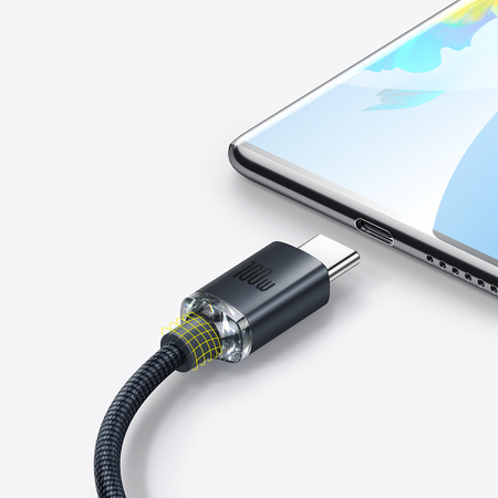 Baseus Crystal Shine Series kabel przewód USB do szybkiego ładowania i transferu danych USB Typ A - USB Typ C 100W 1,2m czarny (CAJY000401)