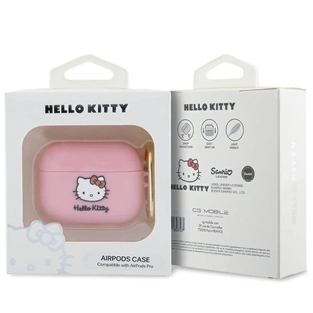 Etui Hello Kitty Silicone 3D Kitty Head na AirPods Pro - różowe