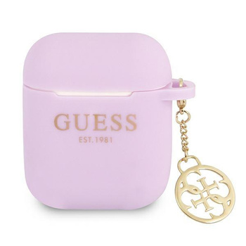 Etui Guess GUA2LSC4EU na AirPods 1/2 - fioletowe Silicone Charm 4G Collection