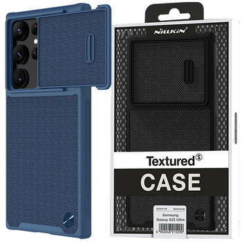 Nillkin Textured S Case etui Samsung Galaxy S22 Ultra pancerny pokrowiec z osłoną na aparat niebieskie