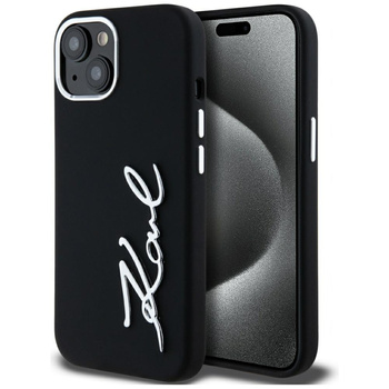 KARL LAGERFELD ETUI POKROWIEC DO IPHONE 15 Z SILICONE I METALOWYM LOGO