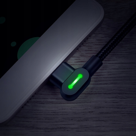 MCDODO KABEL KĄTOWY 90° MICRO USB SZYBKIE ŁADOWANIE DWUSTRONNY QC 3 LED 3M