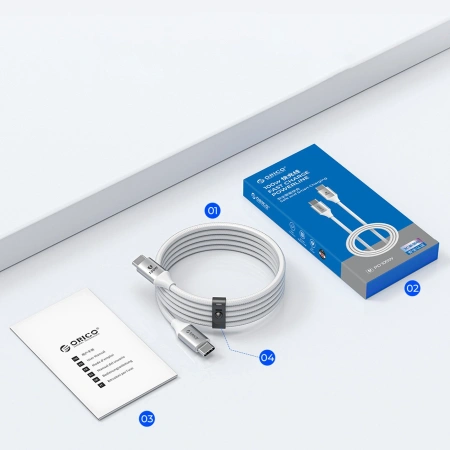 ORICO KABEL USB-C DO USB-C 60W 3A DO LAPTOPÓW TELEFONÓW 1M SZYBKA ŁADOWARKA