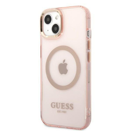 Guess GUHMP13MHTCMP iPhone 13 6,1" różowy/pink hard case Gold Outline Translucent MagSafe