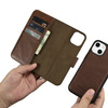iCarer Oil Wax Wallet Case 2in1 etui iPhone 14 Plus skórzany pokrowiec z klapką Anti-RFID brązowy (WMI14220723-BN)