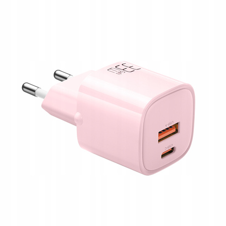 Ładowarka USB/USB-C, szybka, nano, GaN 33W PD, różowa, McDodo