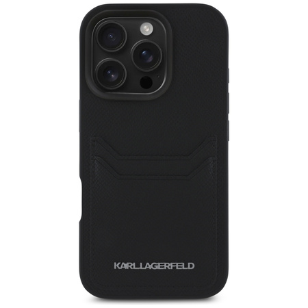 KARL LAGERFELD ETUI CASE DO IPHONE 16 PRO MAX Z METALOWĄ KIESZENIĄ NA KARTY