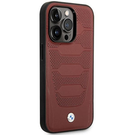 Etui BMW BMHMP14X22RPSR na iPhone 14 Pro Max burgundowy/burgundy Leather Seats Pattern MagSafe